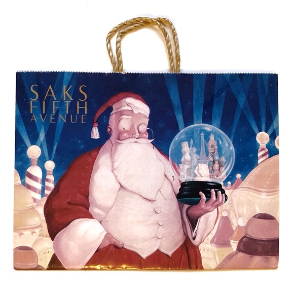 Saks Fifth Avenue Bag 3 for 15 SALE CLEARANCE Vintage Christmas Shopping Bag - Picture 1 of 6